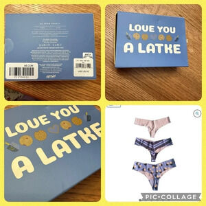 Aerie LATKE gift box, 3 pair cheeky no show Hanukkah panties NIB size Large